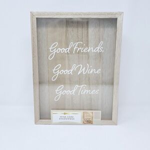 New Wine Cork 13”x10” Shadow Box Decor Frame Good Friends Good Wine Good Times